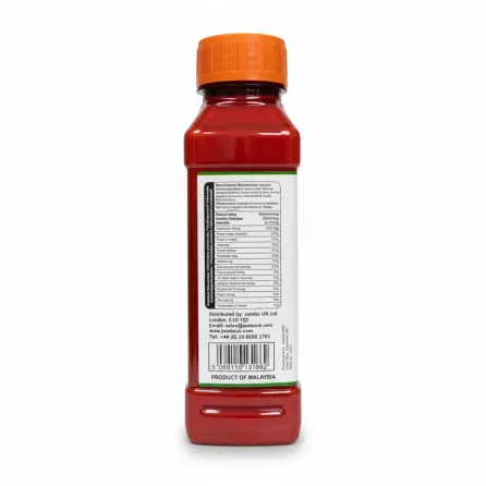 Back label of Nigeria Taste Palm Oil bottle showing barcode and nutritional info