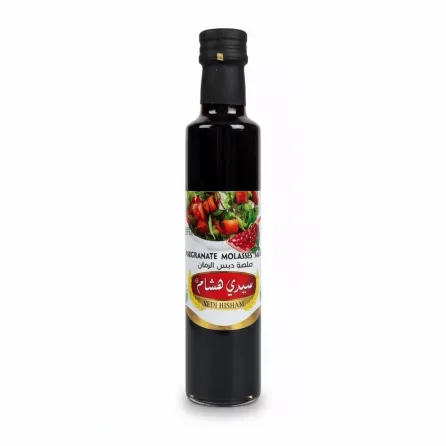 Bottle of Sedi Hisham Pomegranate Molasses sauce front label