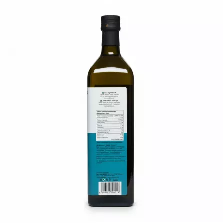 Back label of Terra Creta extra virgin olive oil with nutritional information and barcode