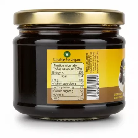 Back view of Sofra Dates Syrup jar showing nutrition and barcode