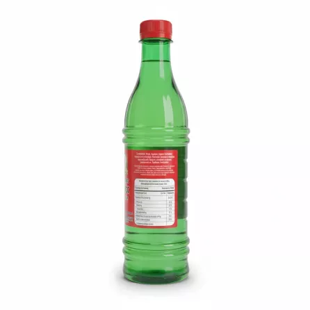 Back of green bottle showing ingredients and nutrition facts of Amalia Rose Flavoured Water