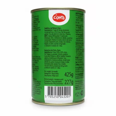 Ingredients and nutritional information on the can