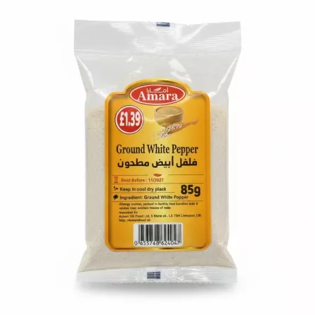 Packet of Amara Ground White Pepper 85g