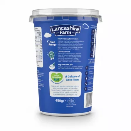Lancashire Farm Natural Bio Set Yogurt container side with product information