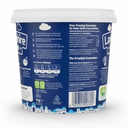 Lancashire Farm Greek Style Yogurt 1kg container back view with description
