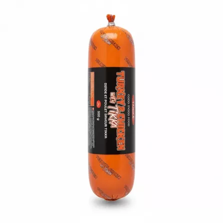 Packaged tube of Turkey & Chicken with Tikka cold cut