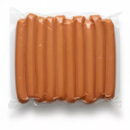 Back view of Humza Classic Hot Dog Sausages showing sausages