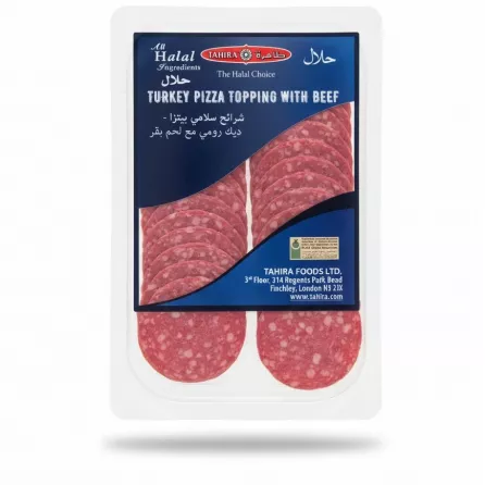 Pack of sliced turkey pizza topping with beef by Tahira