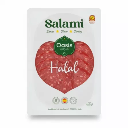 Front view of Oasis Halal Turkey Salami package