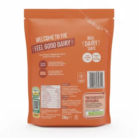 Arla Lactofree grated mature cheddar cheese pack back with ingredients and nutritional info