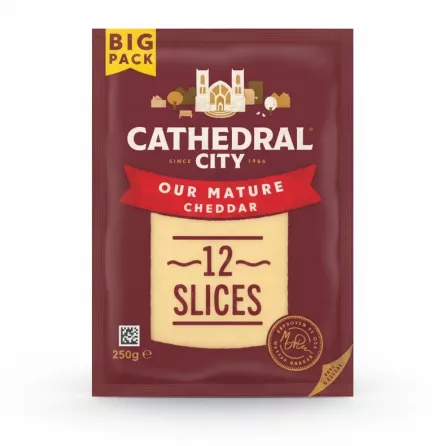 Pack of Cathedral City mature cheddar cheese with 12 slices