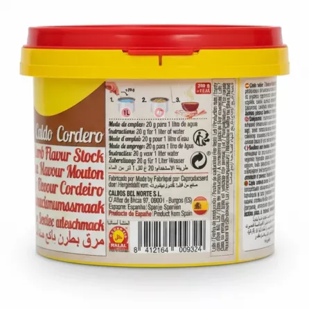 Caldo Nort Lamb Flavour Stock tub usage and product origin details
