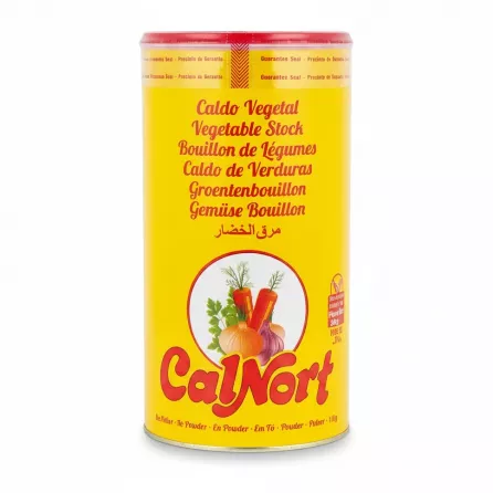 CalNort Vegetable Stock Powder 1kg yellow container front view