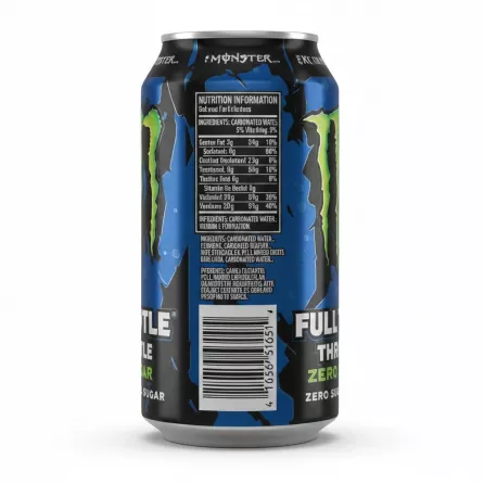 Ingredients and nutritional information on Monster Energy Full Throttle can