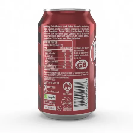 Dr Pepper can back label showing ingredients and nutrition information