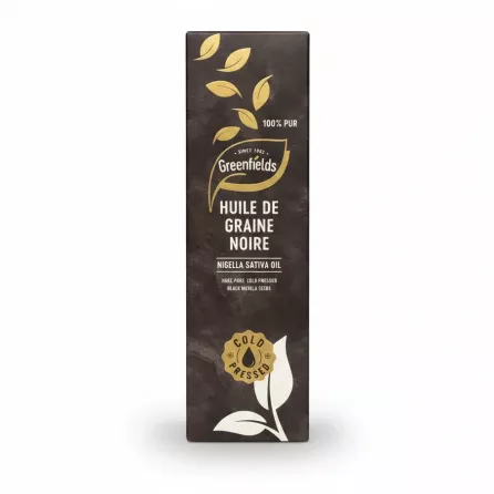 Greenfields black seed oil packaging box front side
