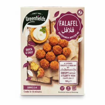 Greenfields falafel mix box front view with falafel balls image