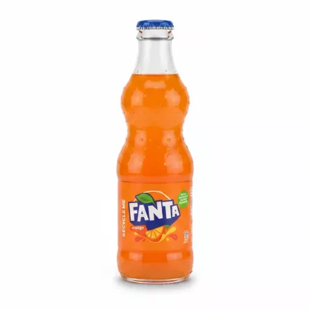 Glass bottle of Fanta orange soda