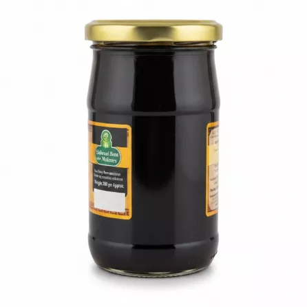 Back view of Halwani Bros Molasses jar showing ingredients and storage info