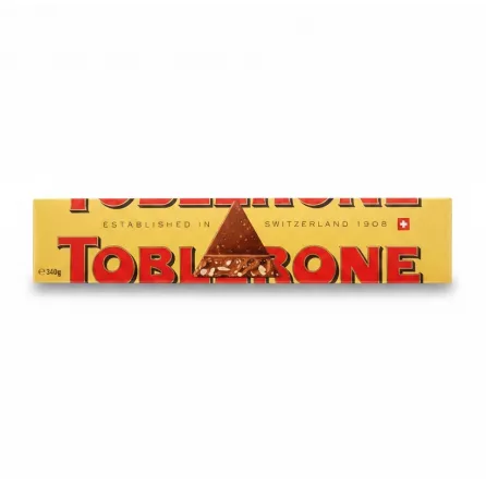 Toblerone chocolate bar packaging showing triangular chocolate piece illustration