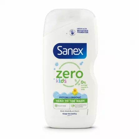Sanex Zero Kids Hypoallergenic Head to Toe Wash bottle front view