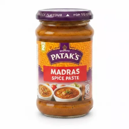 Patak's Madras Spice Paste jar nutrition and usage instructions