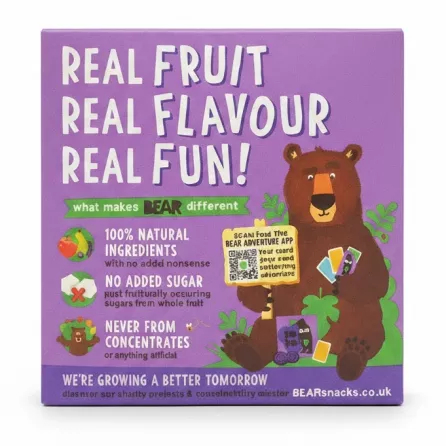 Back of Bear Yoyos box showing natural ingredient claims and fun bear design