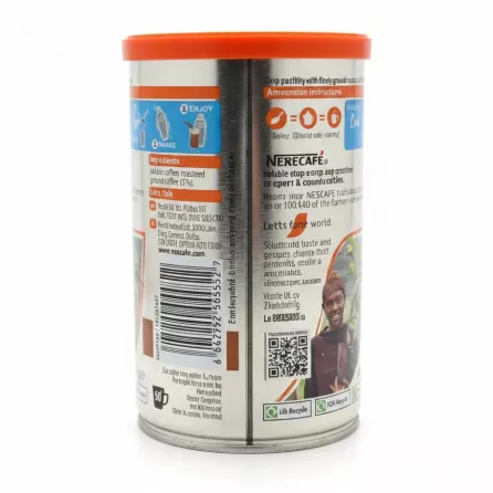 Back view of NESCAFÉ Azera Americano tin showing ingredients and preparation instructions