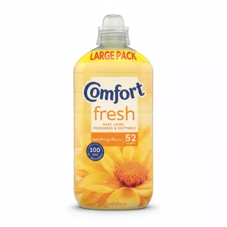 Front view of Comfort Fresh Fabric Conditioner Sunny Days large bottle