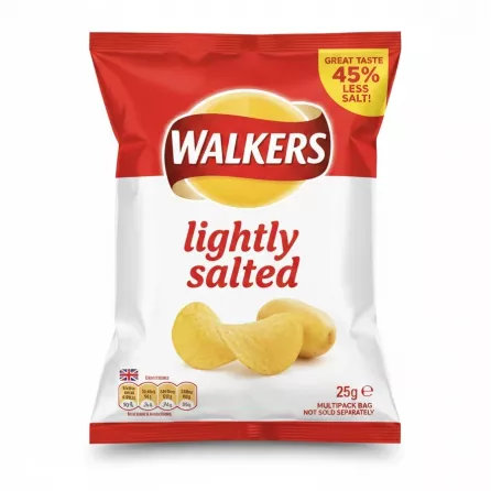 Walkers Lightly Salted Crisps front packaging