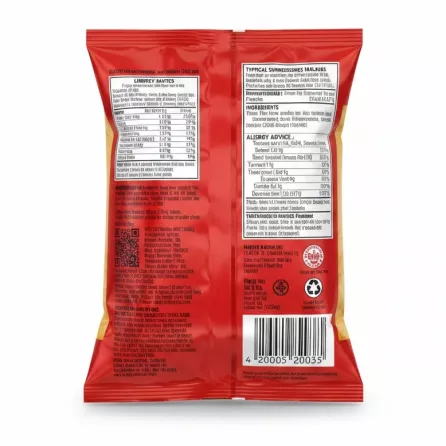 Walkers Lightly Salted Crisps back packaging with nutrition and ingredients