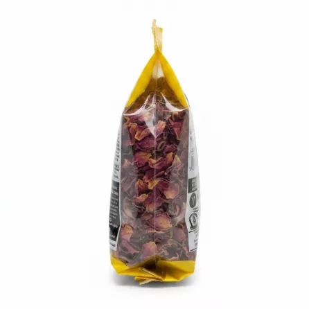 Back view of Greenfields Pink Rose tea package with product details and barcode