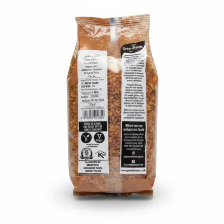 Back packaging of Greenfields Fried Onion crisps with ingredients and storage info