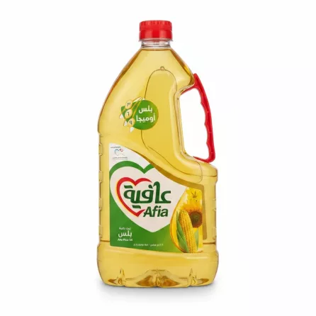 Afia Plus Cooking Oil 2.2 litre bottle front view with label and red handle