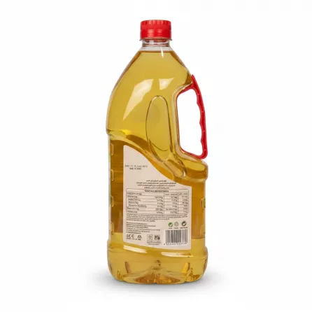 Afia Plus Cooking Oil 2.2 litre bottle back view with nutritional information and barcode