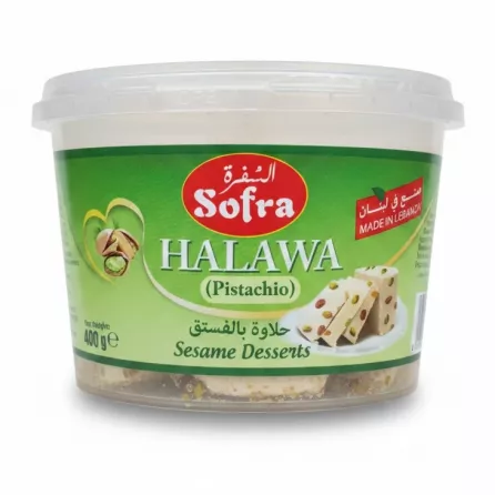 Sofra Halawa Pistachio sesame dessert tub front label