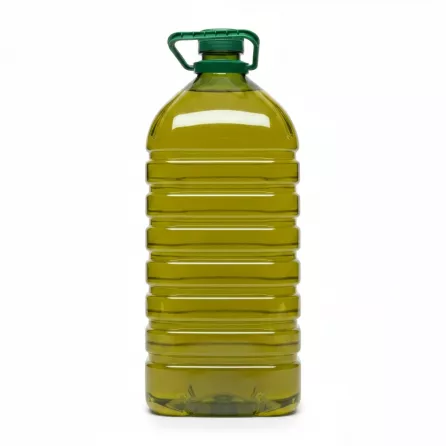 Back view of 3 litre Garusana cooking oil bottle with green cap and handle