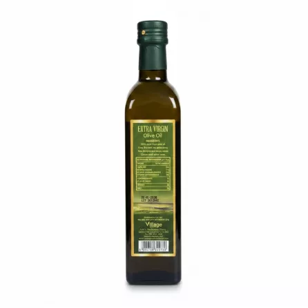 bottle of Helen Mykonos Extra Virgin Olive Oil back label with nutritional information