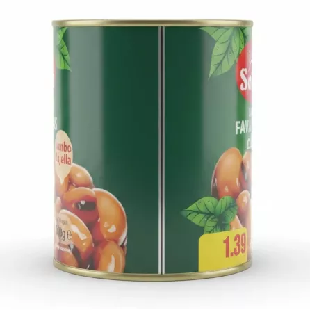 Side view of Sofra large fava beans can with Jumbo Bajella label