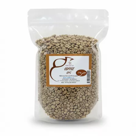 Resealable bag of R&R Green Coffee Beans 1Kg front view