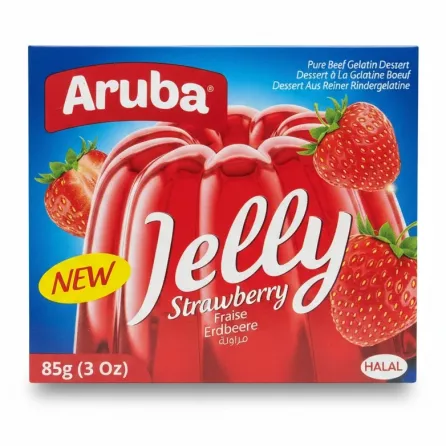 Aruba brand strawberry flavoured gelatin jelly dessert box