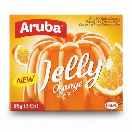 Box of Aruba Orange Jelly dessert with orange flavour