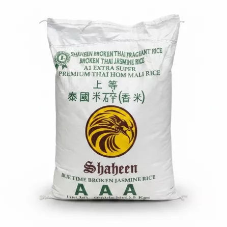 Bag of Shaheen Broken Thai Jasmine Rice with gold eagle logo