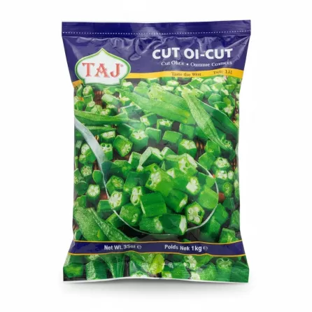 Taj branded 1kg frozen pack of cut okra
