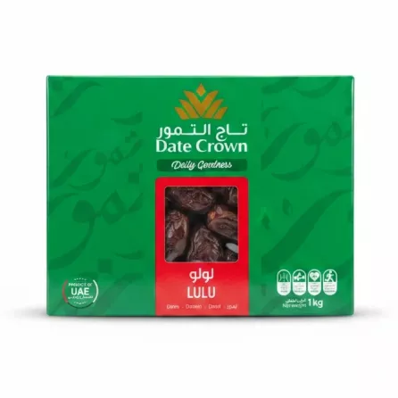 Date Crown Lulu high-quality dates 1kg green and red packaging