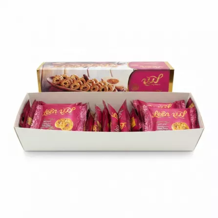 Opened box showing individually wrapped Leen Dates Rings