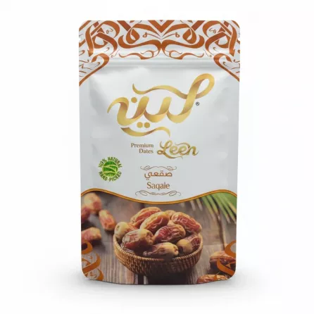 Leen Saqaie Premium Dates front packaging showing brand logo and dates in basket