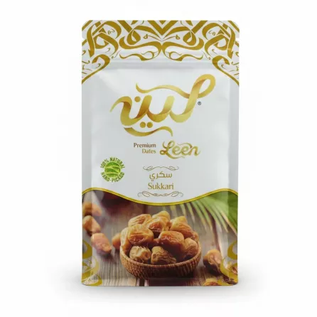 Leen Premium Sukkari Dates pouch showing logo and dates image