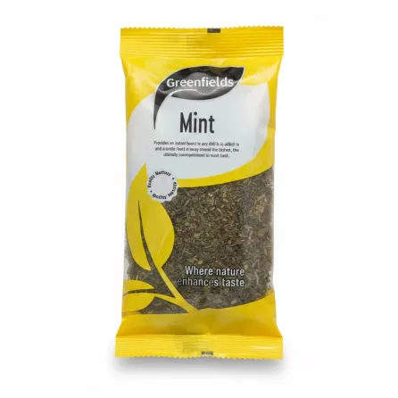 Packet of Greenfields dried mint leaves