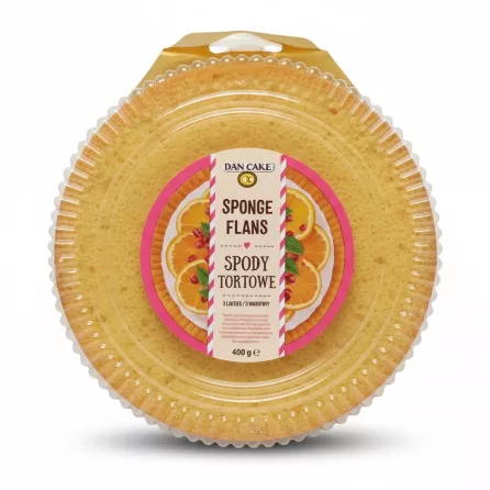 Dan Cake sponge flan packaged in clear plastic container